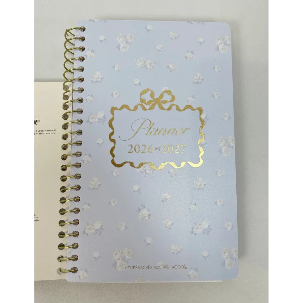 LoveShackFancy x Target Weekly Monthly Student School Planner Rosette Ditsy Blue